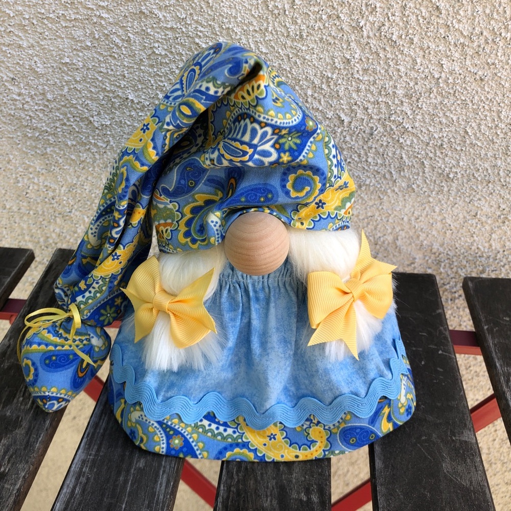 Paisley Gnome Provençal Yellow Blue French Country Decor Mediterranean Gift